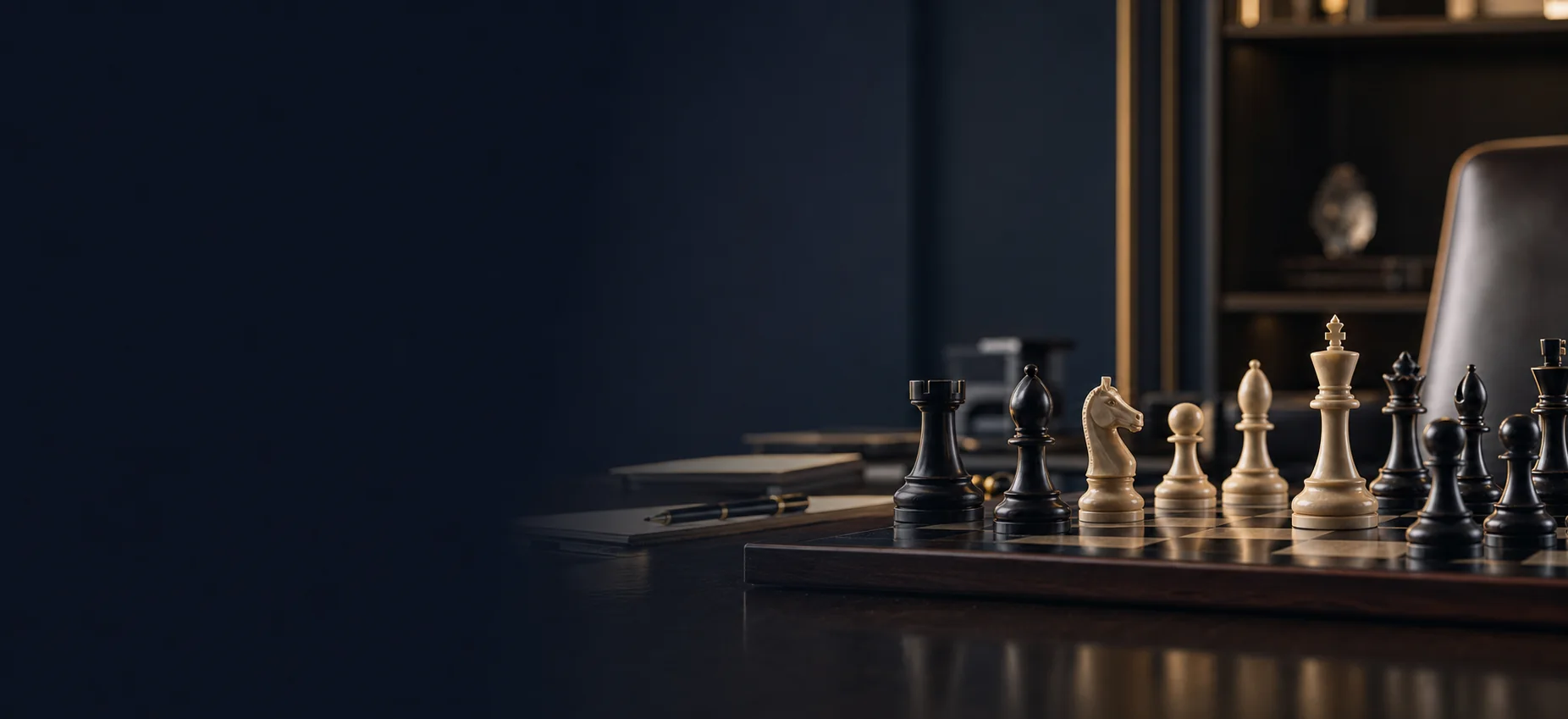 Strategic chessboard in a private investment office